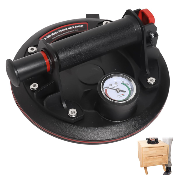 LiftMaster 440lbs Glass Suction Cup Lifter – Handheld with Pressure Meter for Tiles & Glass