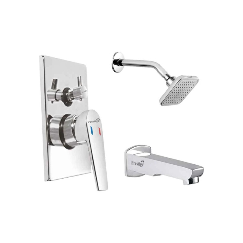ShowerElite 3-Piece Brass Shower Set – Diverter, Spout & Head with Chrome Finish