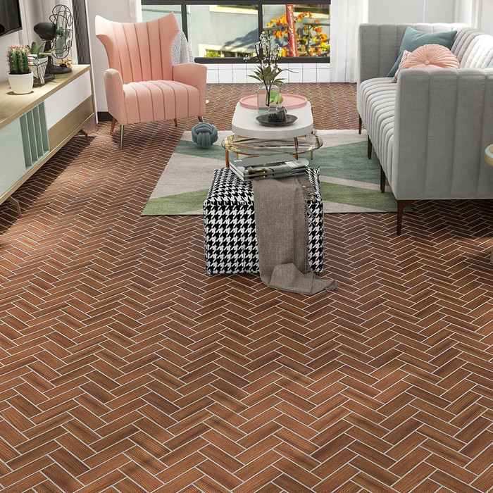 WoodLux Self-Adhesive PVC Vinyl Floor Wallpaper with White Lines – Waterproof & Easy to Install