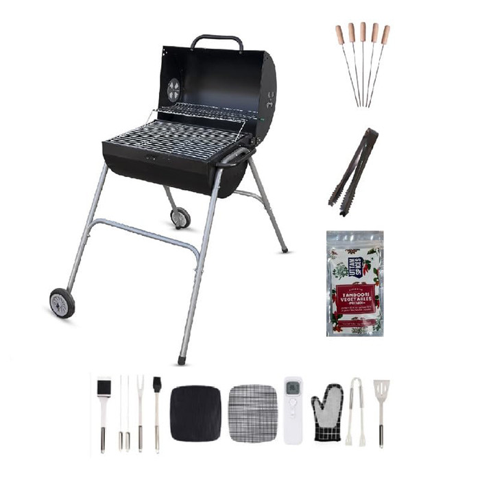 GrillPro Wheel Compact BBQ – Large Cooking Area with Accessories for Home