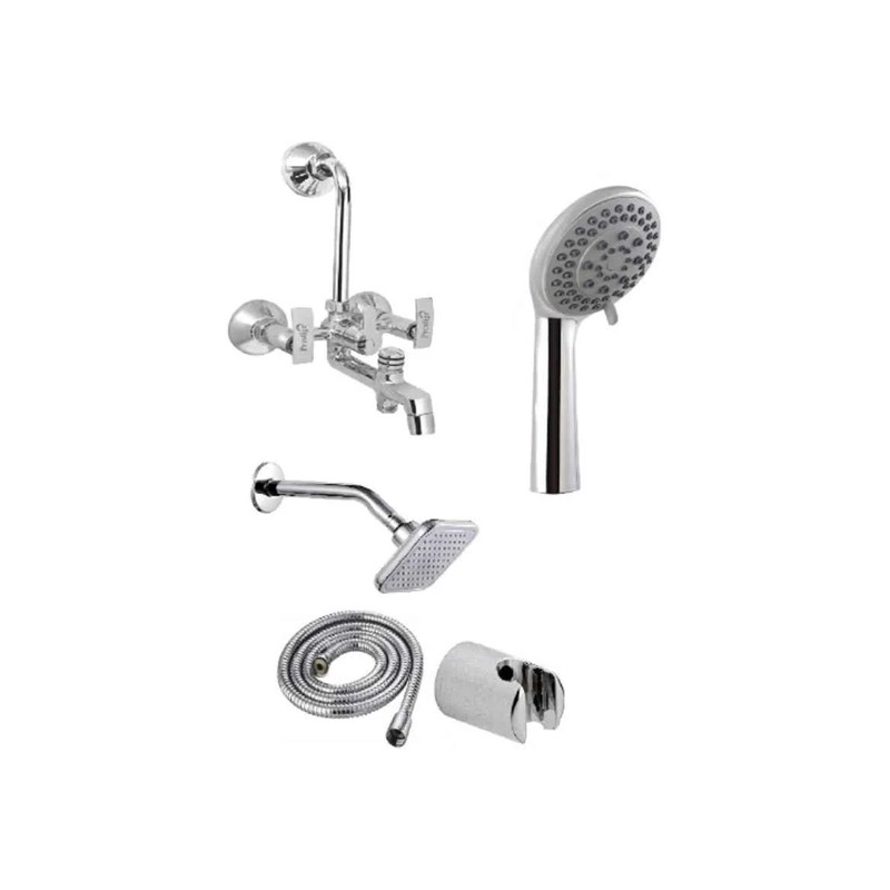 ShowerPro 3-in-1 Wall Mixer Set – Brass Construction with Shower Arms & Head
