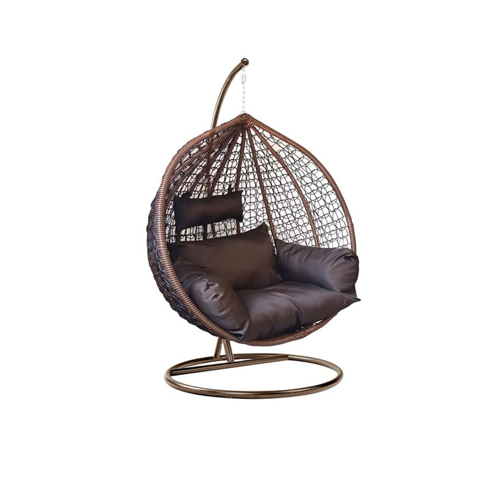 SwingEase Solo Single Seater Swing Chair – Stand, Cushion, UV-Protected Wicker