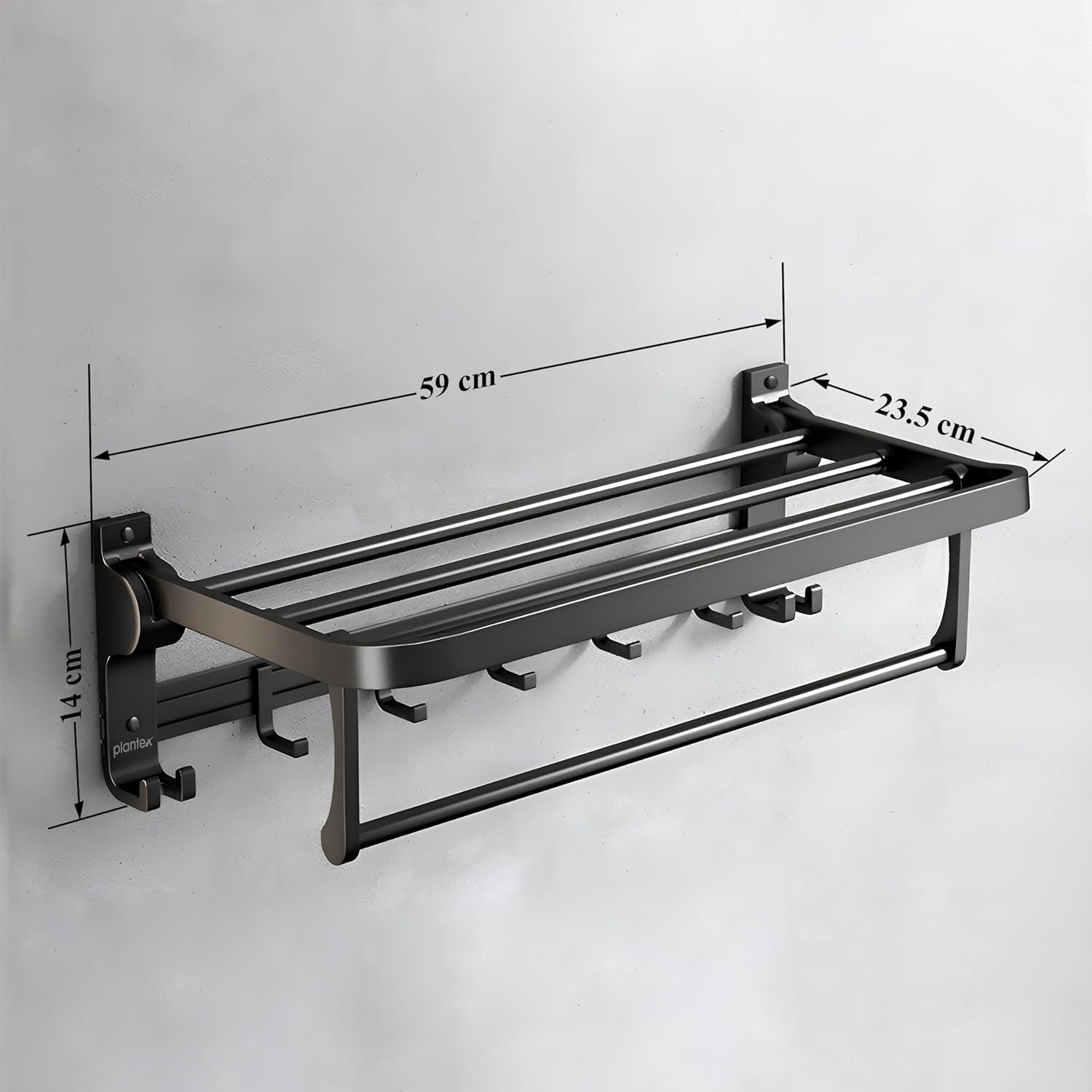 TowelEase Aluminium Folding Rack – With Swivel Rod & Bar for Bathroom