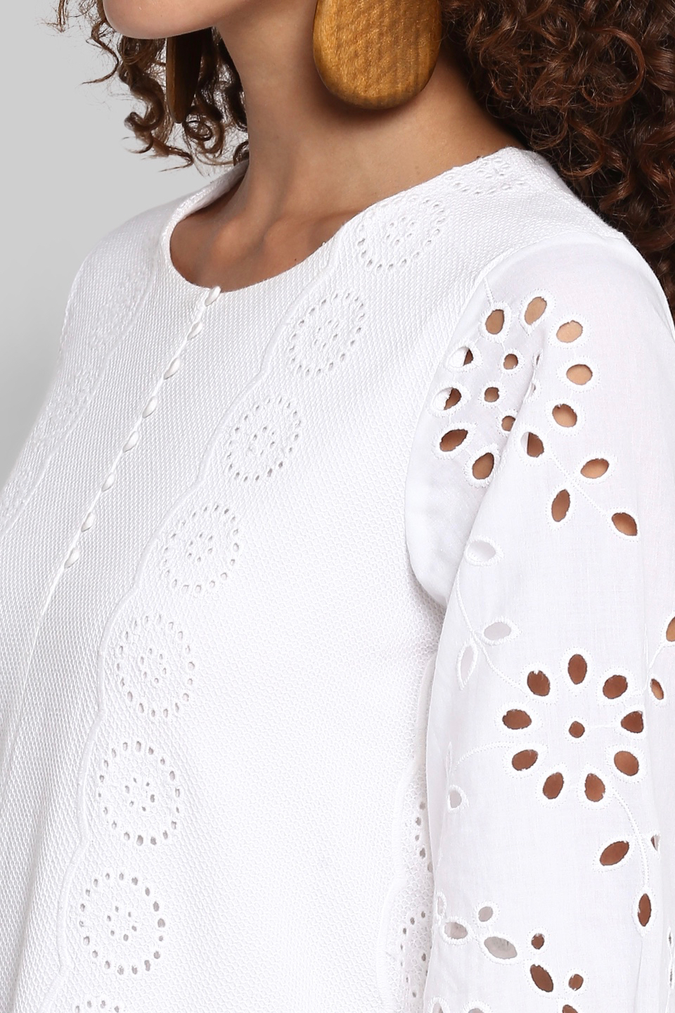 Cotton Embroidered Knee Length Brunch Dress