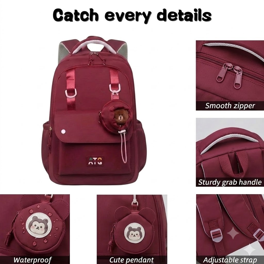 WALSON 30L Korean Laptop Backpack for Men  Women  Fits 17-Inch Laptop  Lightweight Water-Resistant Backpack for School College Office  Travel