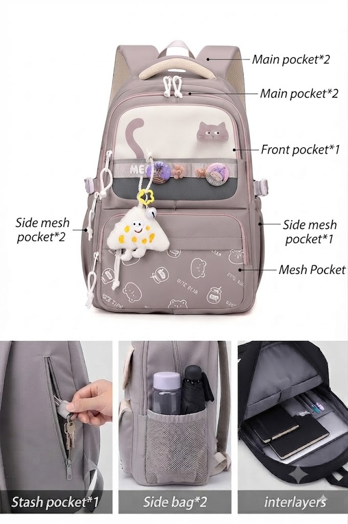 WALSON 30L Korean Laptop Backpack for Men Women Fits 17-Inch Laptop Lightweight Water-Resistant Backpack for School College Office Travel