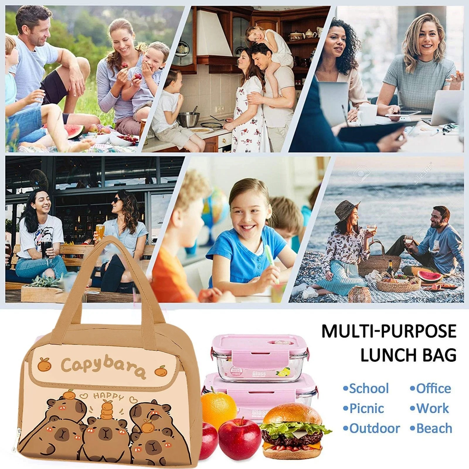 WALSON Insulated Lunch Bag  Leakproof Thermal Tiffin Tote for Men Women  Kids