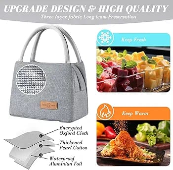 WALSON Insulated Lunch Bag  Leakproof Thermal Tiffin Tote for Men Women  Kids