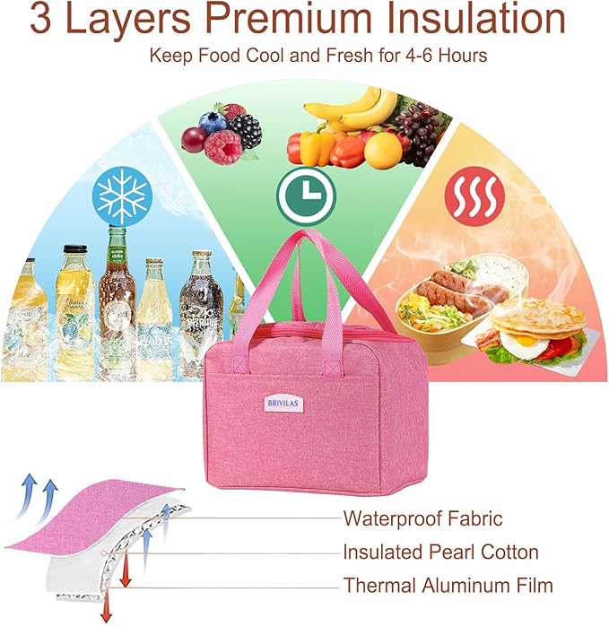 WALSON Insulated Lunch Bag Leakproof Thermal Tiffin Tote for Men Women Kids