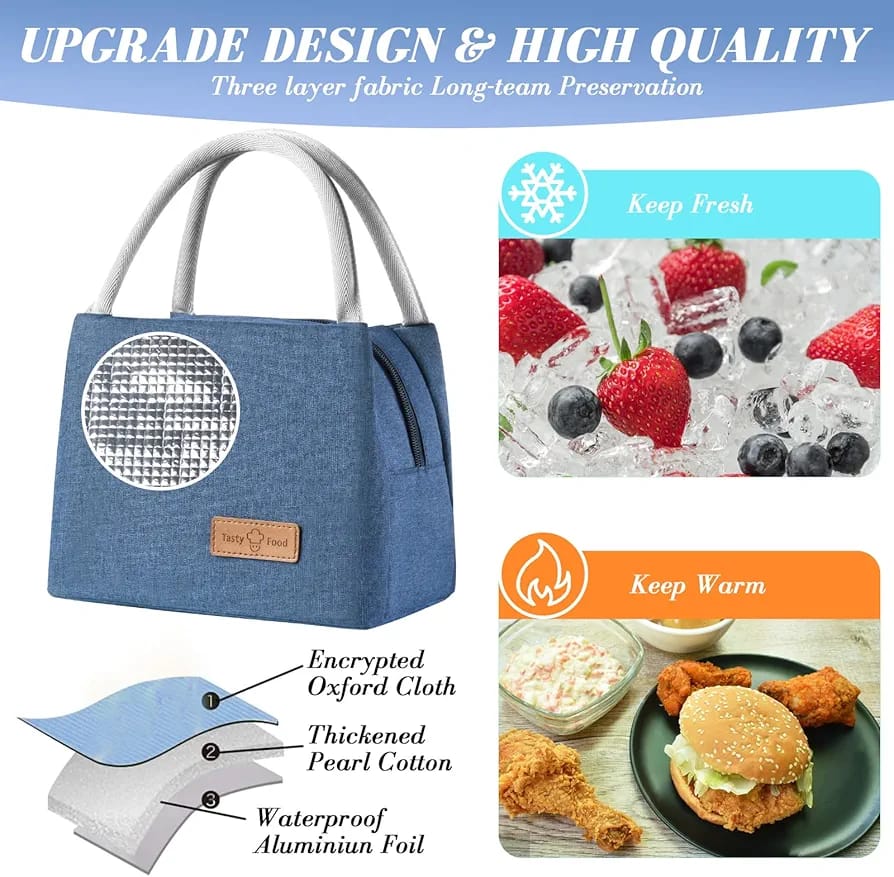 WALSON Insulated Lunch Bag Leakproof Thermal Tiffin Tote for Men Women Kids