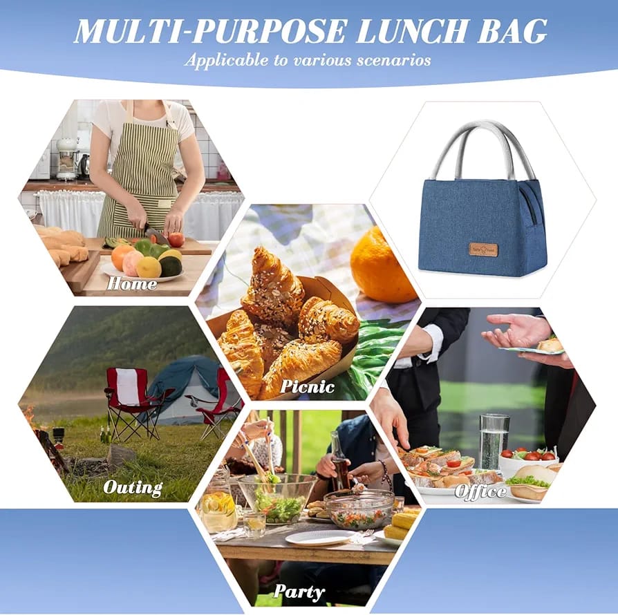 WALSON Insulated Lunch Bag Leakproof Thermal Tiffin Tote for Men Women Kids