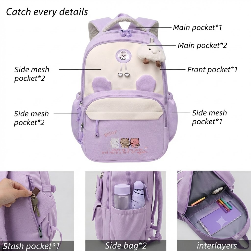 WALSON 30L Korean Laptop Backpack for Men Women Fits 17-Inch Laptop Lightweight Water-Resistant Backpack for School College Office Travel