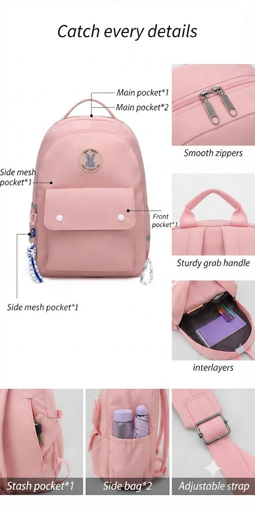 WALSON 30L Korean Aesthetic Waterproof Laptop Backpack for College School Travel