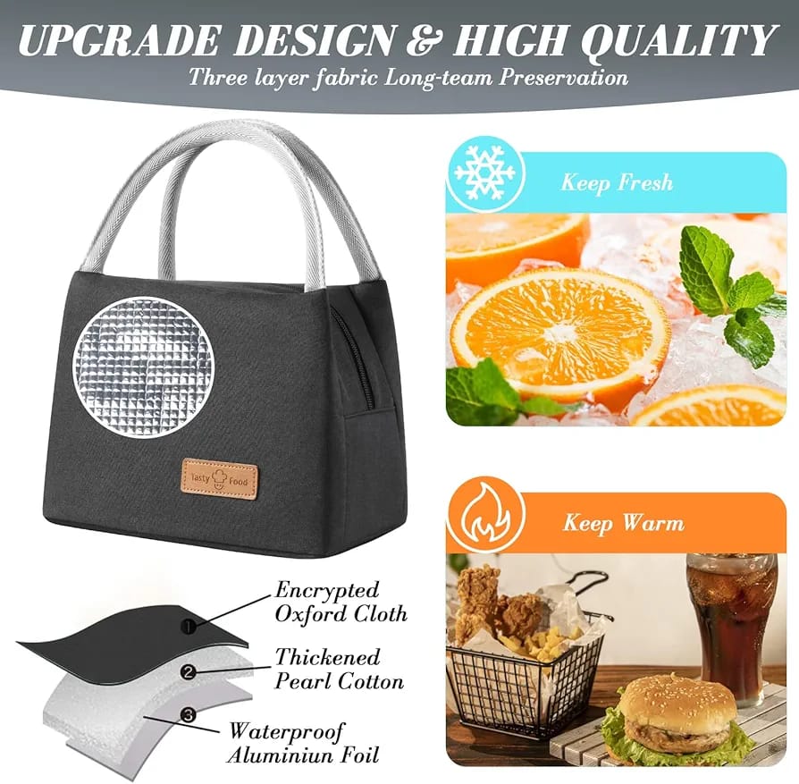 WALSON Insulated Lunch Bag Leakproof Thermal Tiffin Tote for Men Women Kids