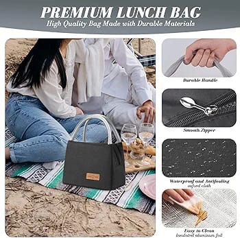 WALSON Insulated Lunch Bag Leakproof Thermal Tiffin Tote for Men Women Kids