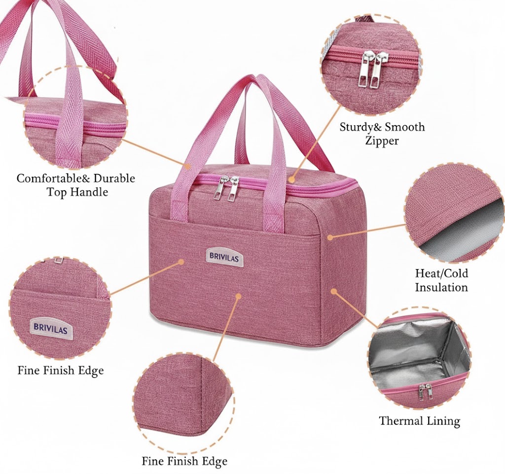 WALSON Insulated Lunch Bag Leakproof Thermal Tiffin Tote for Men Women Kids