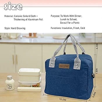 WALSON Insulated Lunch Bag Leakproof Thermal Tiffin Tote for Men Women Kids