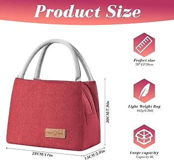 WALSON Insulated Lunch Bag Leakproof Thermal Tiffin Tote for Men Women Kids