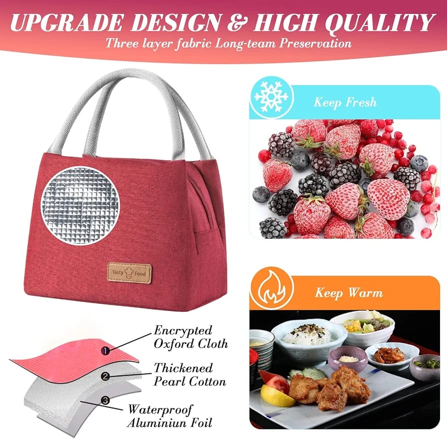 WALSON Insulated Lunch Bag  Leakproof Thermal Tiffin Tote for Men Women  Kids