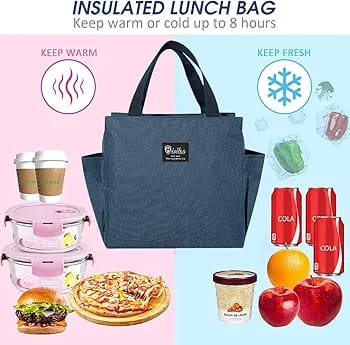 WALSON Insulated Lunch Bag  Leakproof Thermal Tiffin Tote for Men Women  Kids