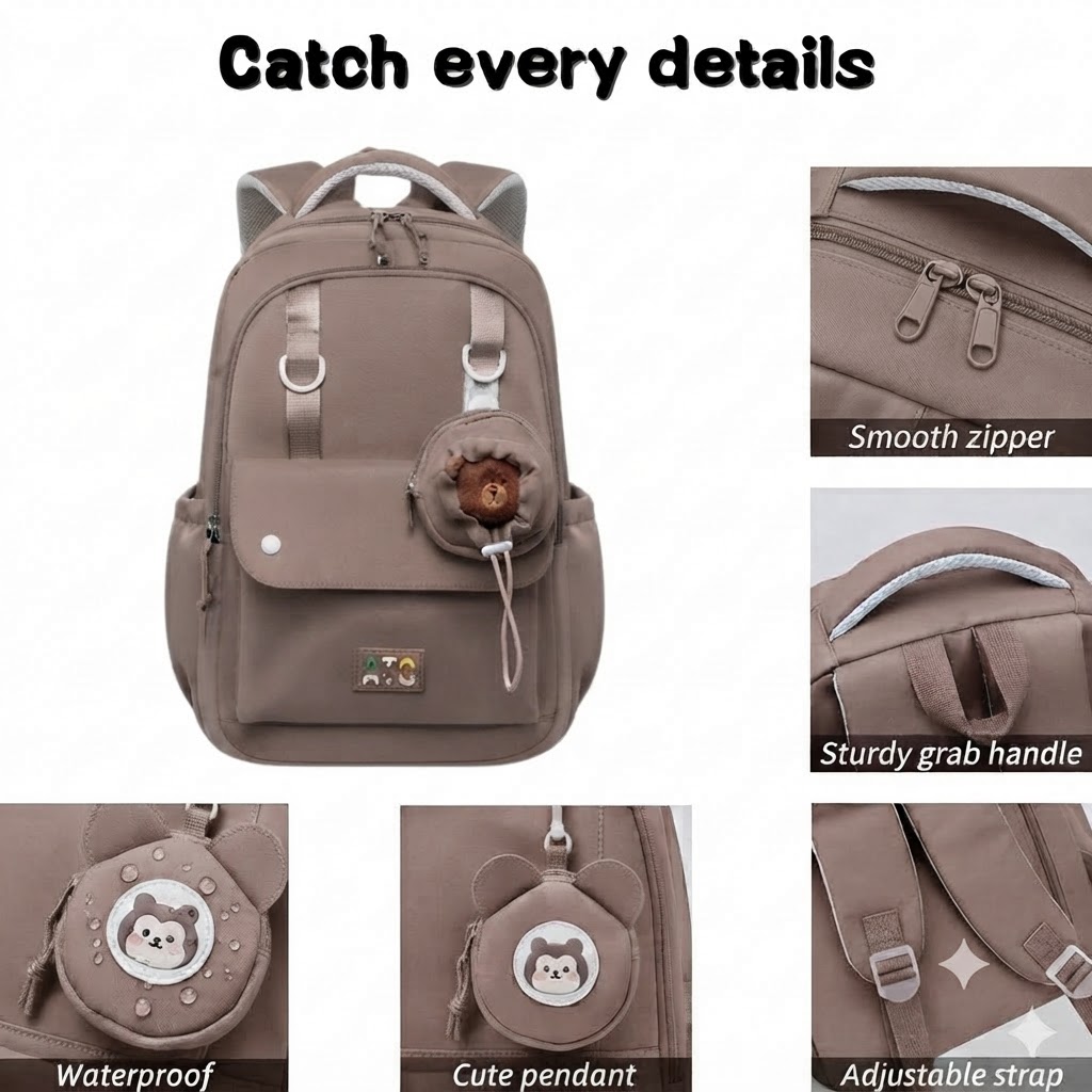 WALSON 30L Korean Laptop Backpack for Men Women Fits 17-Inch Laptop Lightweight Water-Resistant Backpack for School College Office Travel