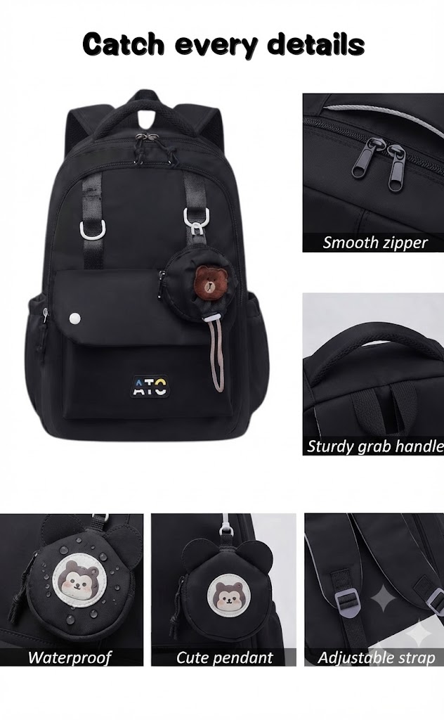 WALSON 30L Korean Laptop Backpack for Men  Women  Fits 17-Inch Laptop  Lightweight Water-Resistant Backpack for School College Office  Travel