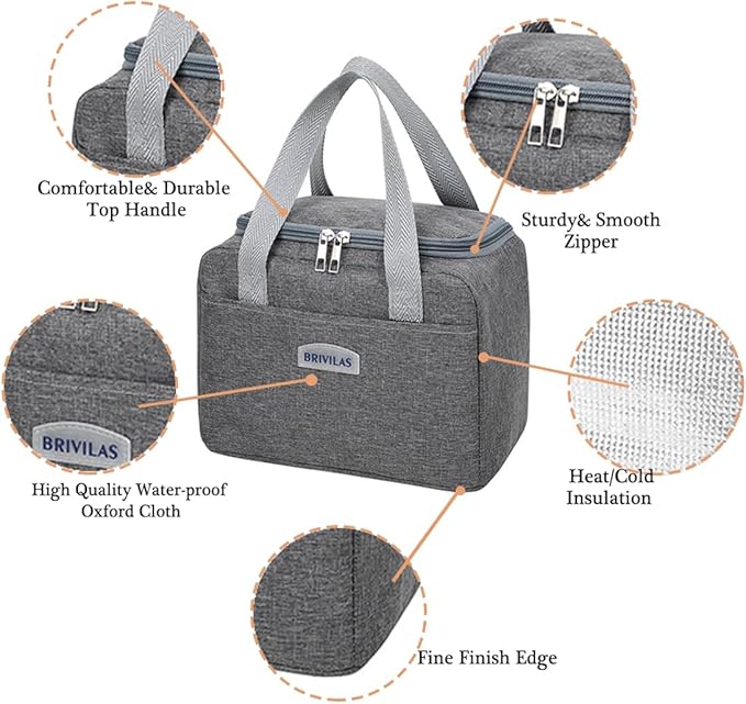 WALSON Insulated Lunch Bag Leakproof Thermal Tiffin Tote for Men Women Kids