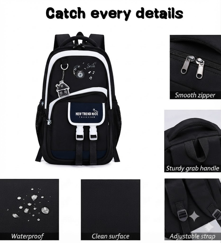 WALSON 30L Korean Laptop Backpack for Men Women Fits 17-Inch Laptop Lightweight Water-Resistant Backpack for School College Office Travel