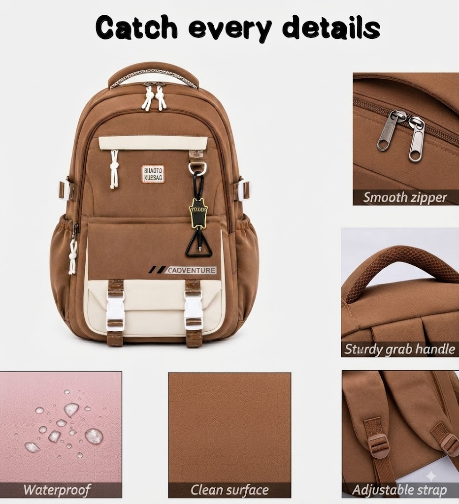 WALSON 30L Korean Laptop Backpack for Men Women Fits 17-Inch Laptop Lightweight Water-Resistant Backpack for School College Office Travel