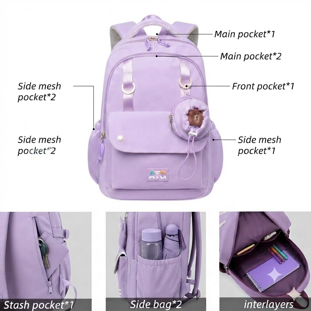 WALSON 30L Korean Laptop Backpack for Men  Women  Fits 17-Inch Laptop  Lightweight Water-Resistant Backpack for School College Office  Travel