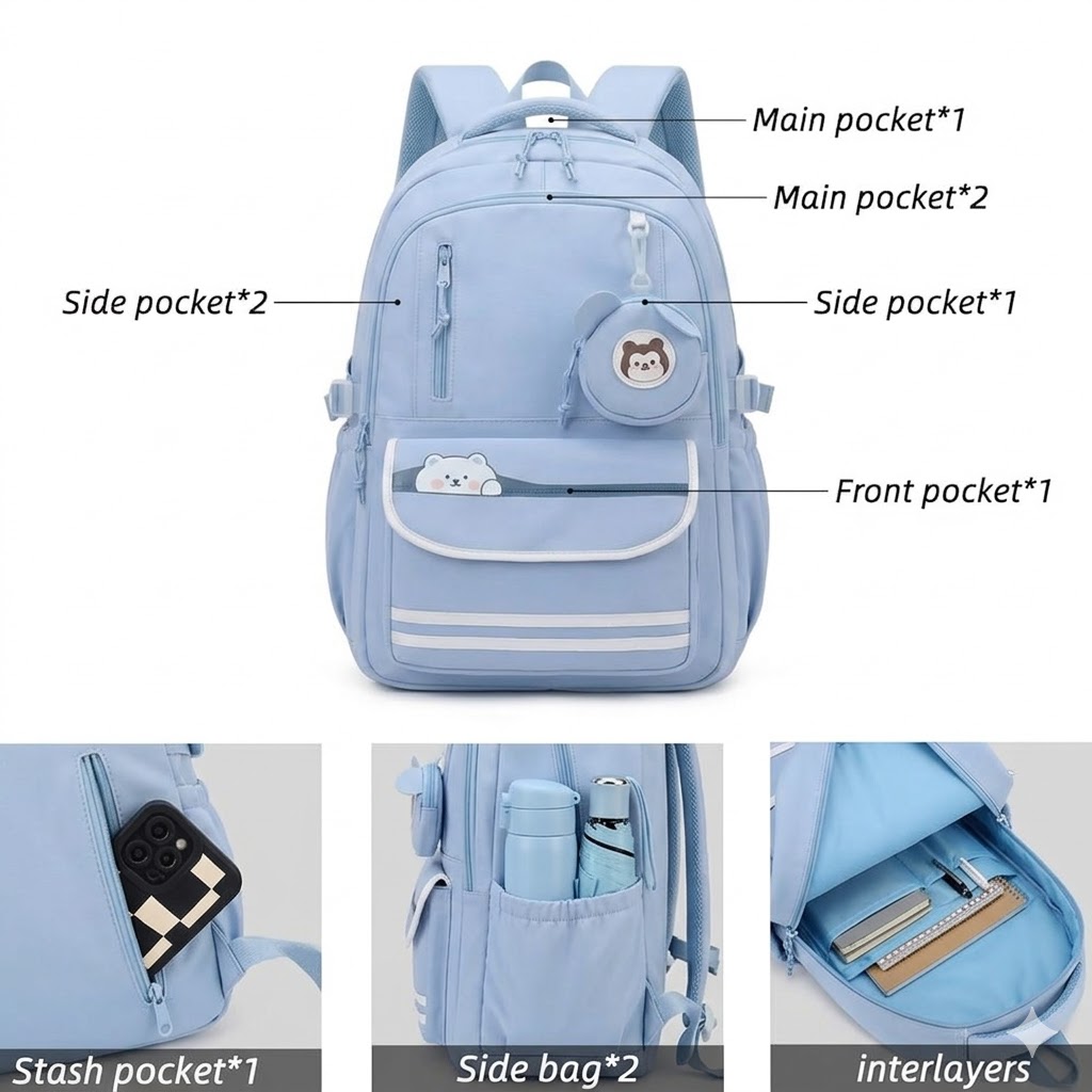 WALSON 30L Stylish Women Backpack for College Office  Travel  Waterproof 17-Inch Laptop Backpack for Girls  Casual School  Daily Use Bag