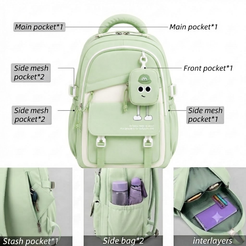 WALSON 30L Korean Laptop Backpack for Men  Women  Fits 17-Inch Laptop  Lightweight Water-Resistant Backpack for School College Office  Travel
