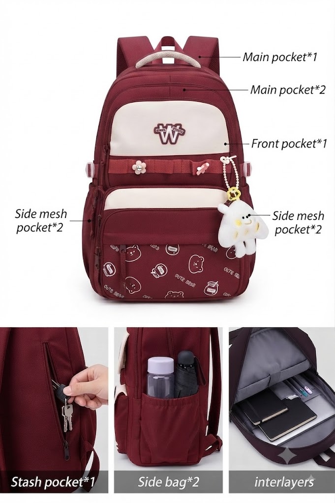 WALSON 30L Korean Laptop Backpack for Men  Women  Fits 17-Inch Laptop  Lightweight Water-Resistant Backpack for School College Office  Travel