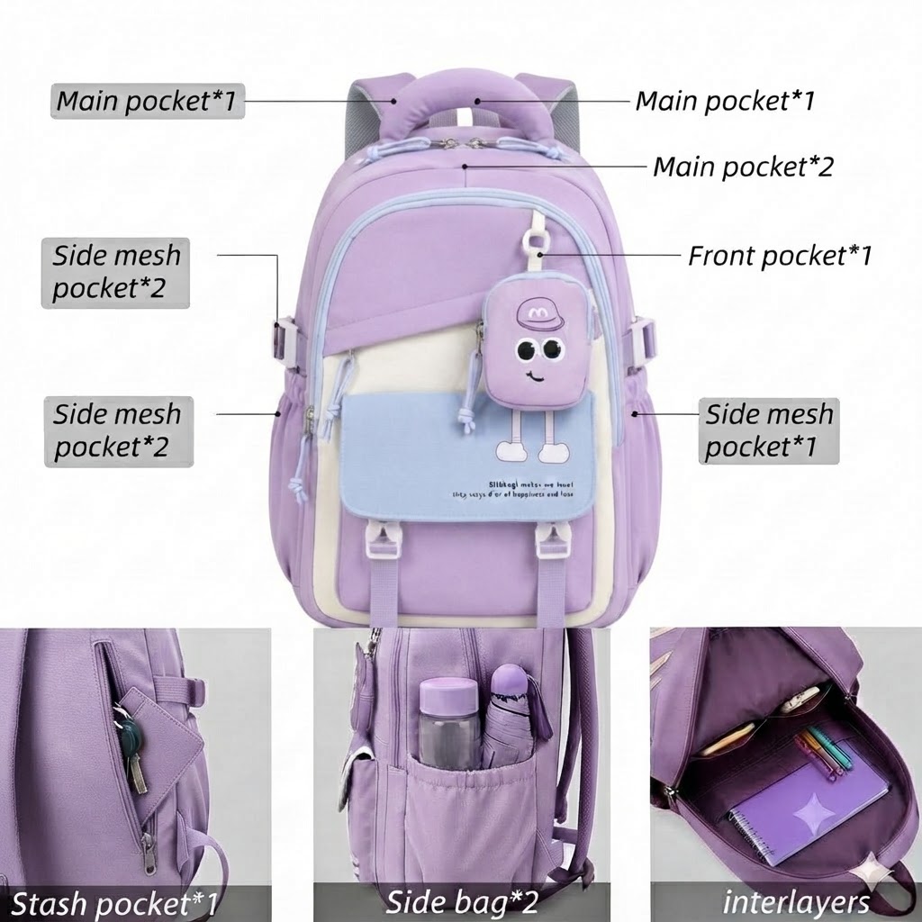 WALSON 30L Korean Laptop Backpack for Men  Women  Fits 17-Inch Laptop  Lightweight Water-Resistant Backpack for School College Office  Travel