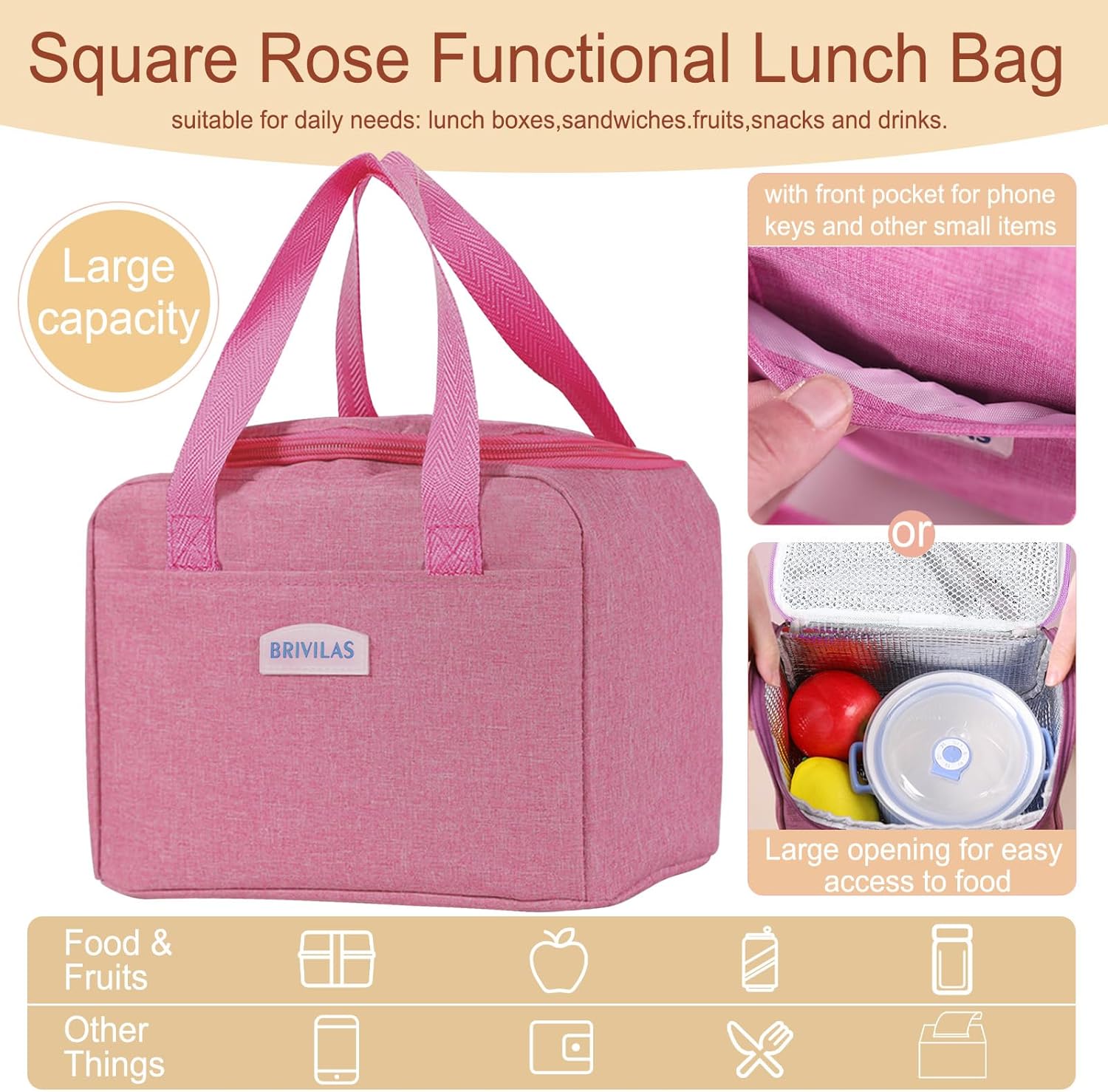 WALSON Insulated Lunch Bag  Leakproof Thermal Tiffin Tote for Men Women  Kids