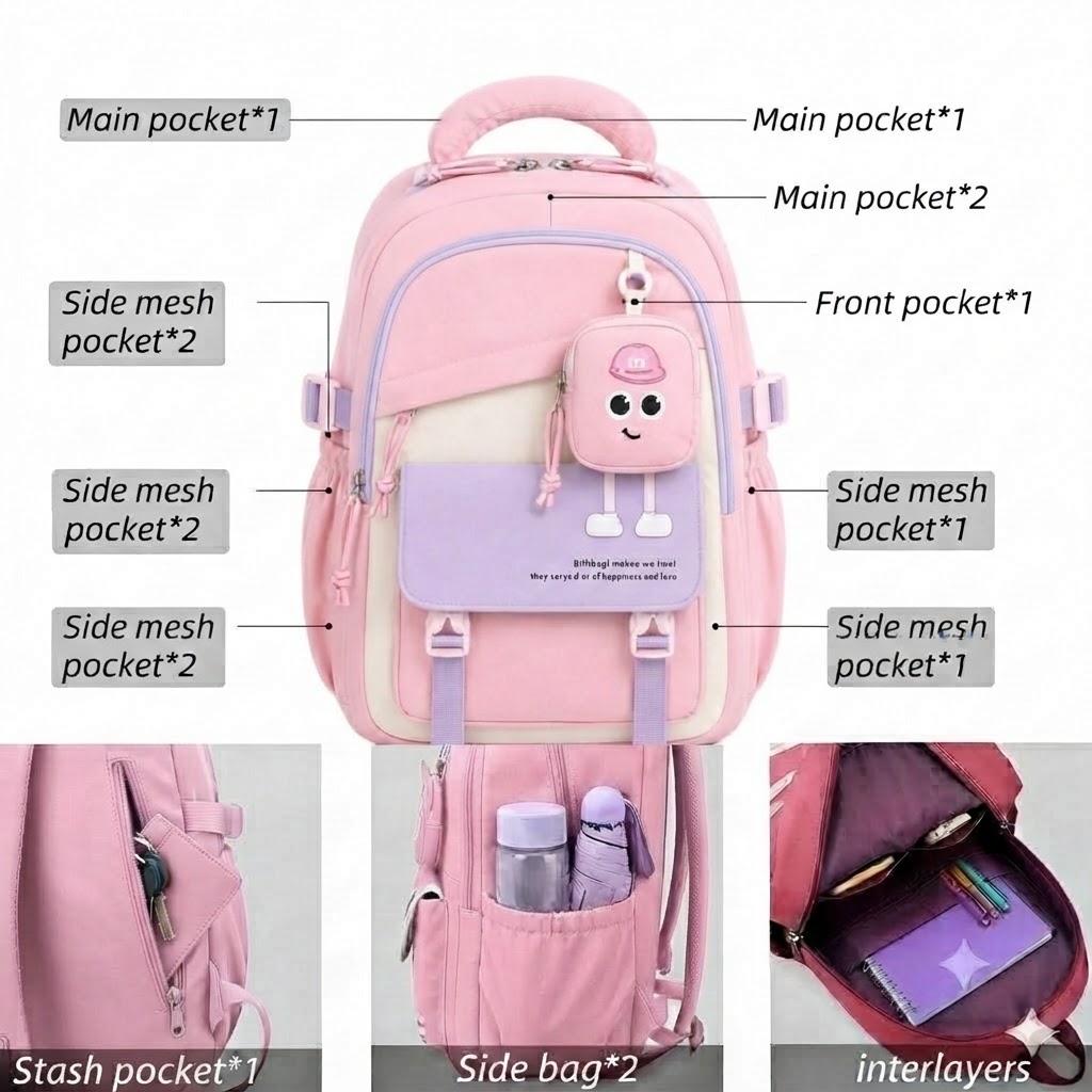 WALSON 30L Korean Laptop Backpack for Men Women Fits 17-Inch Laptop Lightweight Water-Resistant Backpack for School College Office Travel