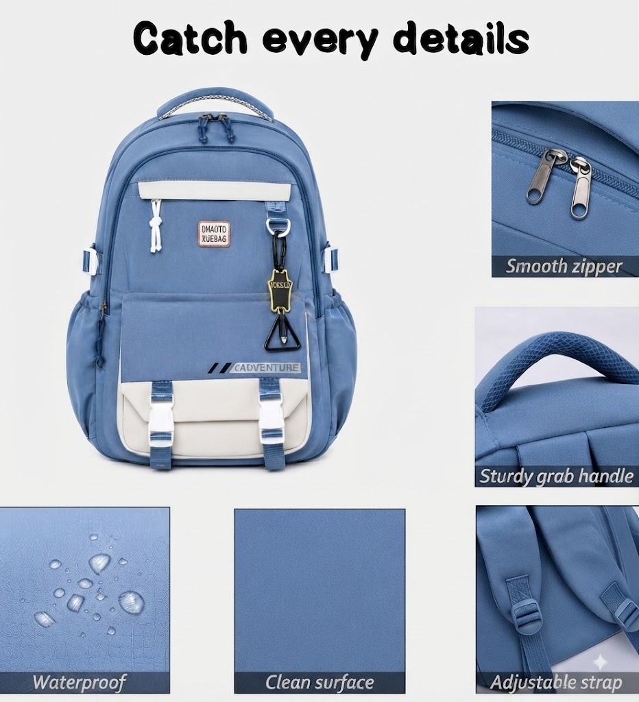 WALSON 30L Korean Laptop Backpack for Men Women Fits 17-Inch Laptop Lightweight Water-Resistant Backpack for School College Office Travel