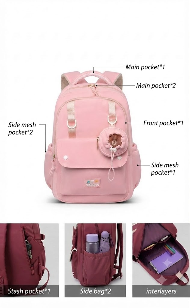 WALSON 30L Korean Laptop Backpack for Men  Women  Fits 17-Inch Laptop  Lightweight Water-Resistant Backpack for School College Office  Travel