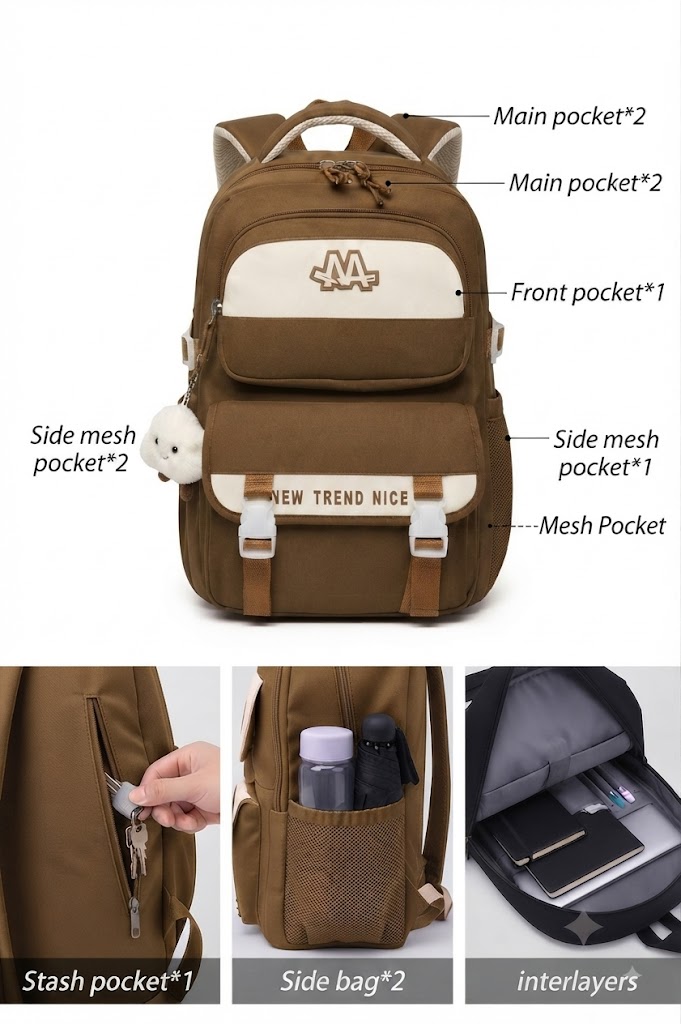 WALSON 30L Korean Laptop Backpack for Men Women Fits 17-Inch Laptop Lightweight Water-Resistant Backpack for School College Office Travel