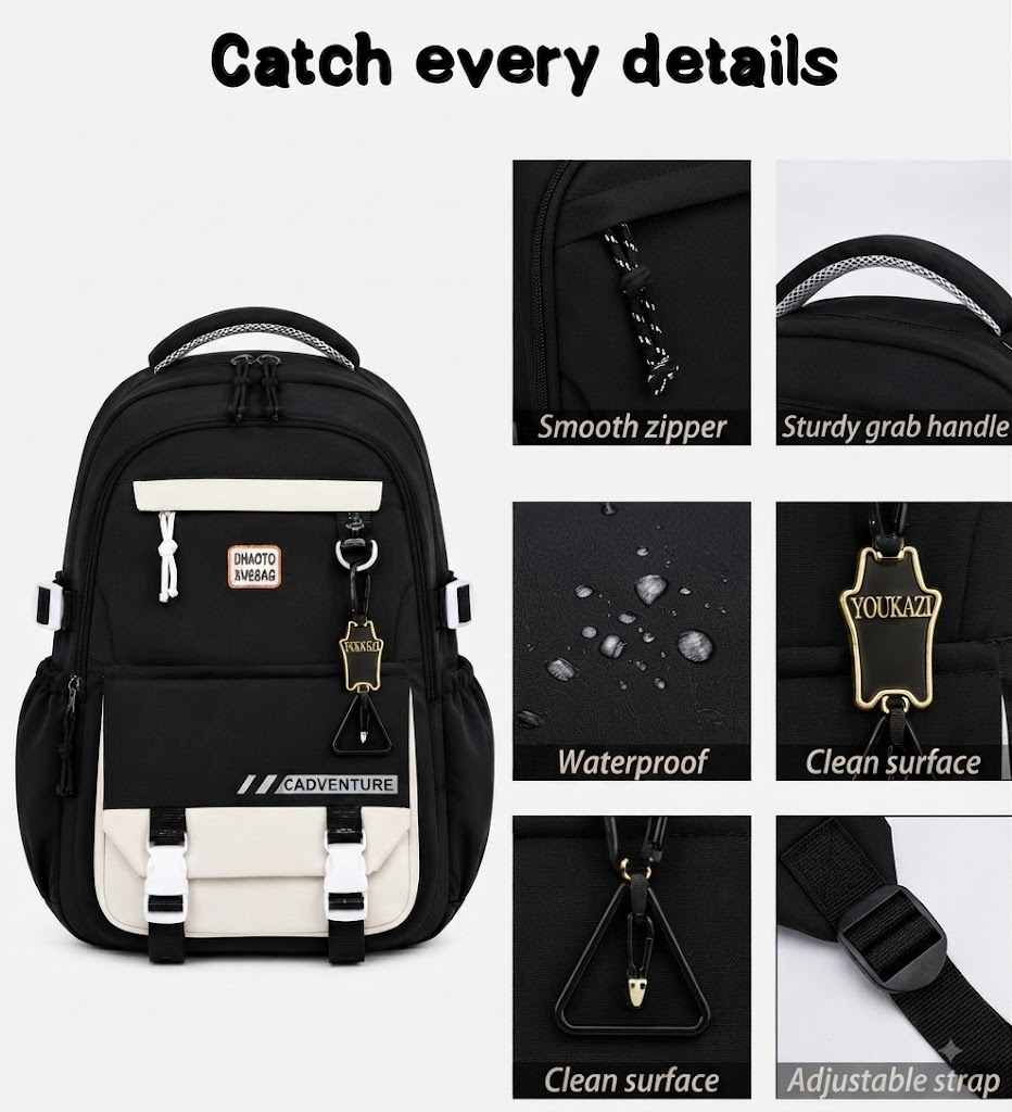 WALSON 30L Korean Laptop Backpack for Men Women Fits 17-Inch Laptop Lightweight Water-Resistant Backpack for School College Office Travel