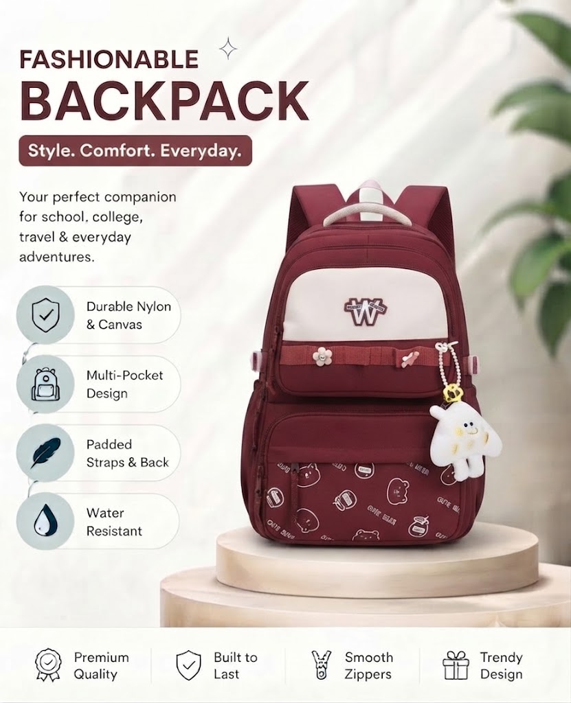 WALSON 30L Korean Laptop Backpack for Men  Women  Fits 17-Inch Laptop  Lightweight Water-Resistant Backpack for School College Office  Travel