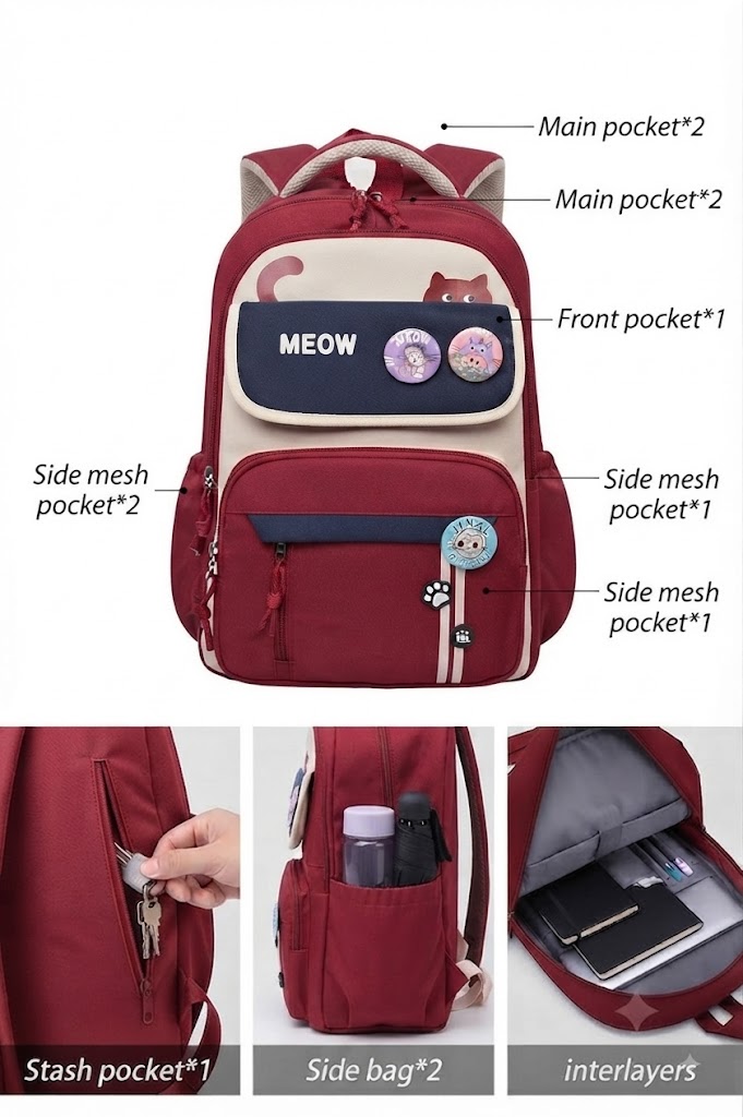 WALSON 30L Korean Laptop Backpack for Men  Women  Fits 17-Inch Laptop  Lightweight Water-Resistant Backpack for School College Office  Travel