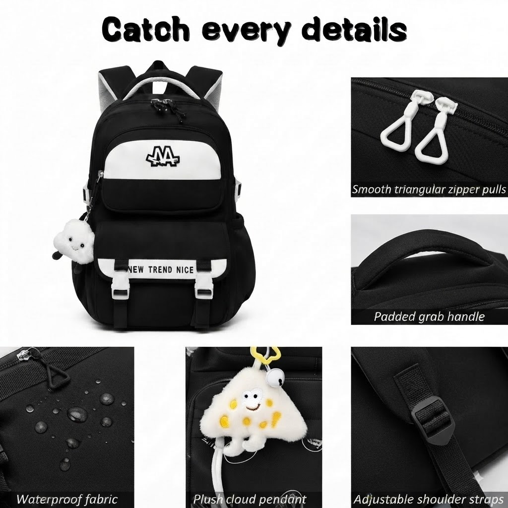 WALSON 30L Korean Laptop Backpack for Men Women Fits 17-Inch Laptop Lightweight Water-Resistant Backpack for School College Office Travel