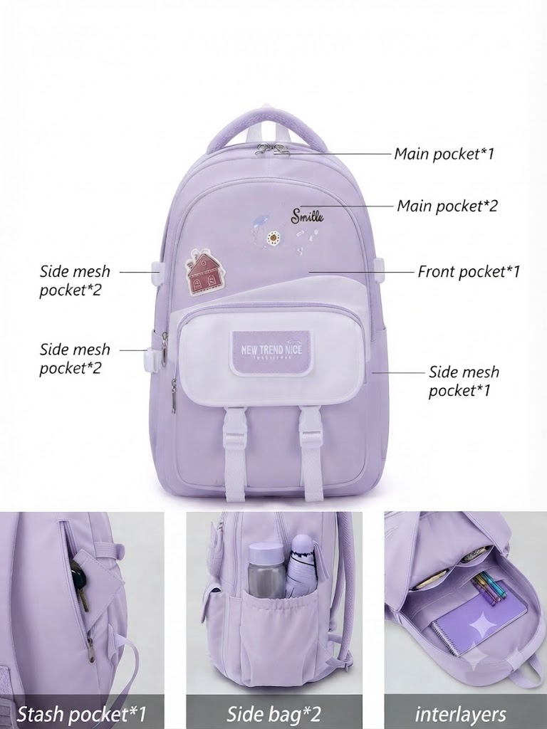 WALSON 30L Korean Laptop Backpack for Men Women Fits 17-Inch Laptop Lightweight Water-Resistant Backpack for School College Office Travel
