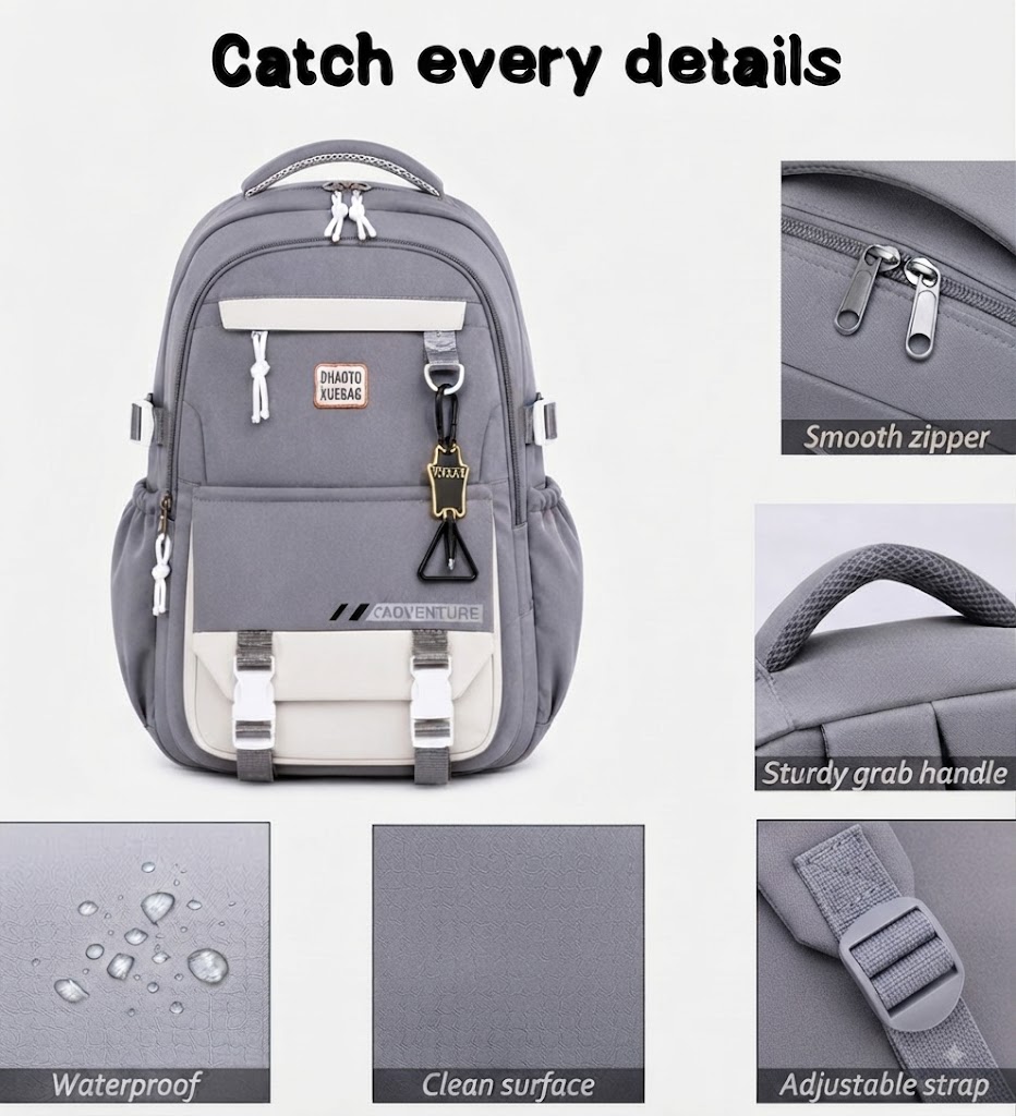 WALSON 30L Korean Laptop Backpack for Men Women Fits 17-Inch Laptop Lightweight Water-Resistant Backpack for School College Office Travel