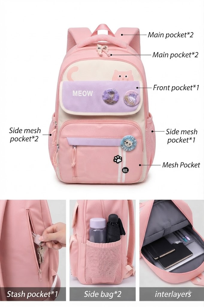 WALSON 30L Korean Laptop Backpack for Men Women Fits 17-Inch Laptop Lightweight Water-Resistant Backpack for School College Office Travel