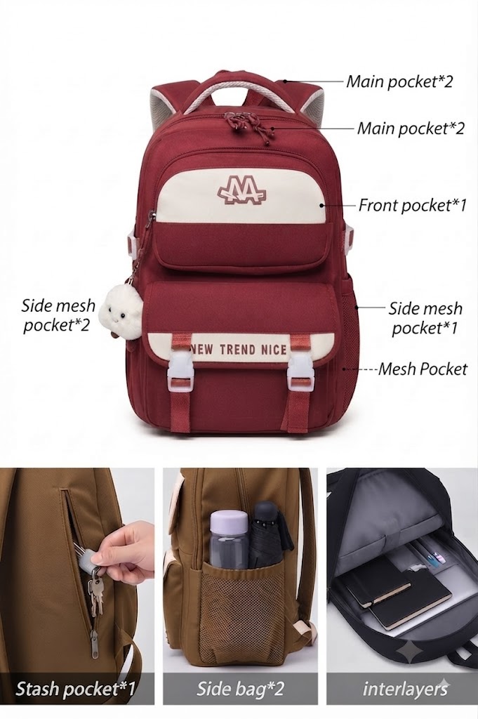 WALSON 30L Korean Laptop Backpack for Men  Women  Fits 17-Inch Laptop  Lightweight Water-Resistant Backpack for School College Office  Travel