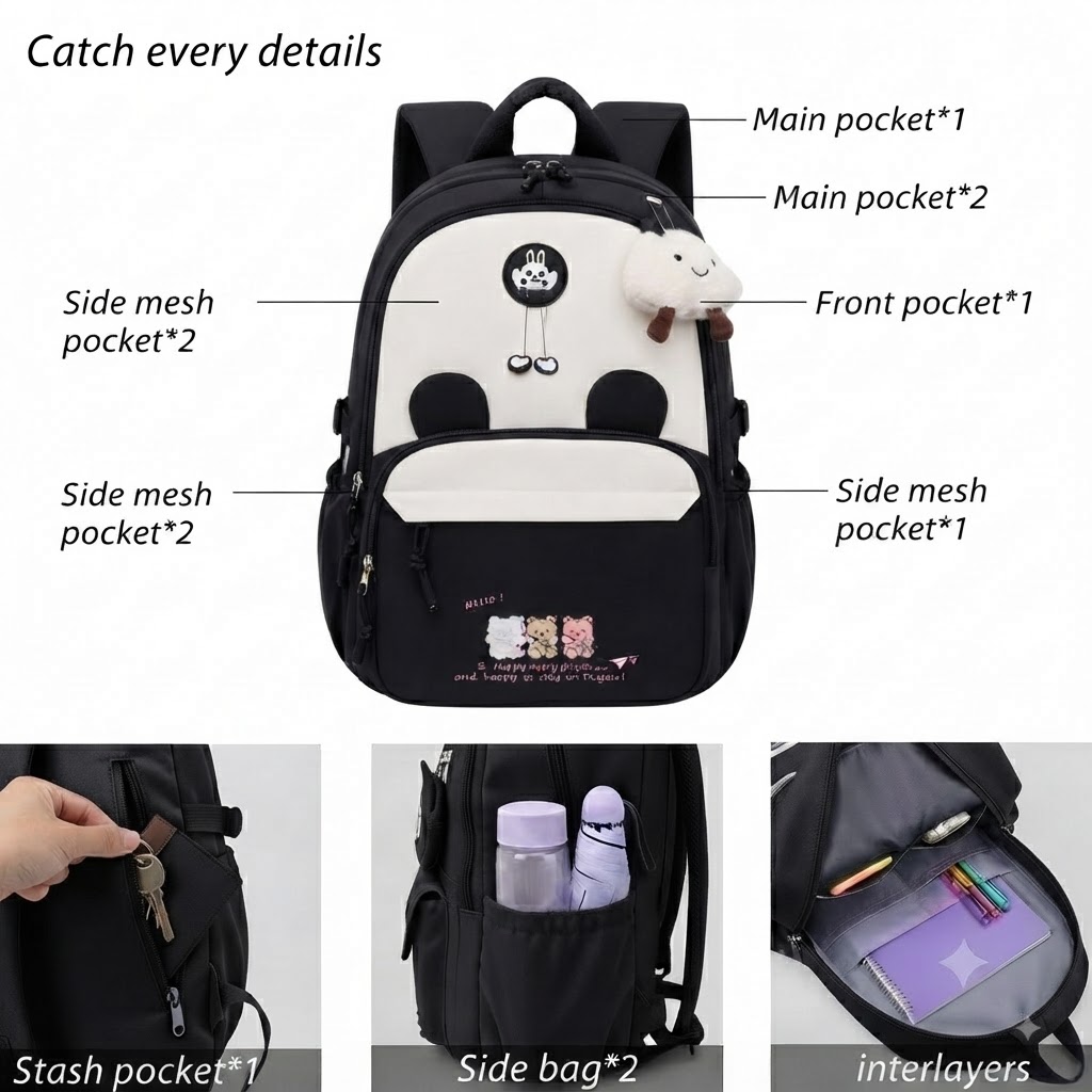 WALSON 30L Korean Laptop Backpack for Men Women Fits 17-Inch Laptop Lightweight Water-Resistant Backpack for School College Office Travel