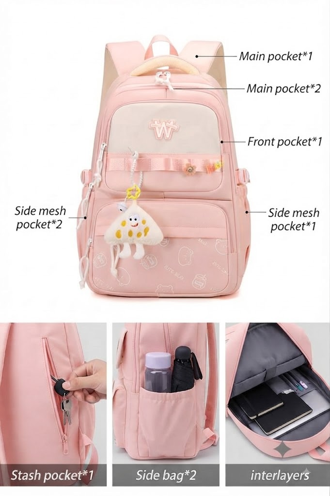 WALSON 30L Korean Laptop Backpack for Men Women Fits 17-Inch Laptop Lightweight Water-Resistant Backpack for School College Office Travel