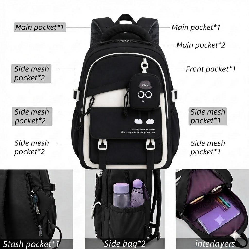 WALSON 30L Korean Laptop Backpack for Men  Women  Fits 17-Inch Laptop  Lightweight Water-Resistant Backpack for School College Office  Travel